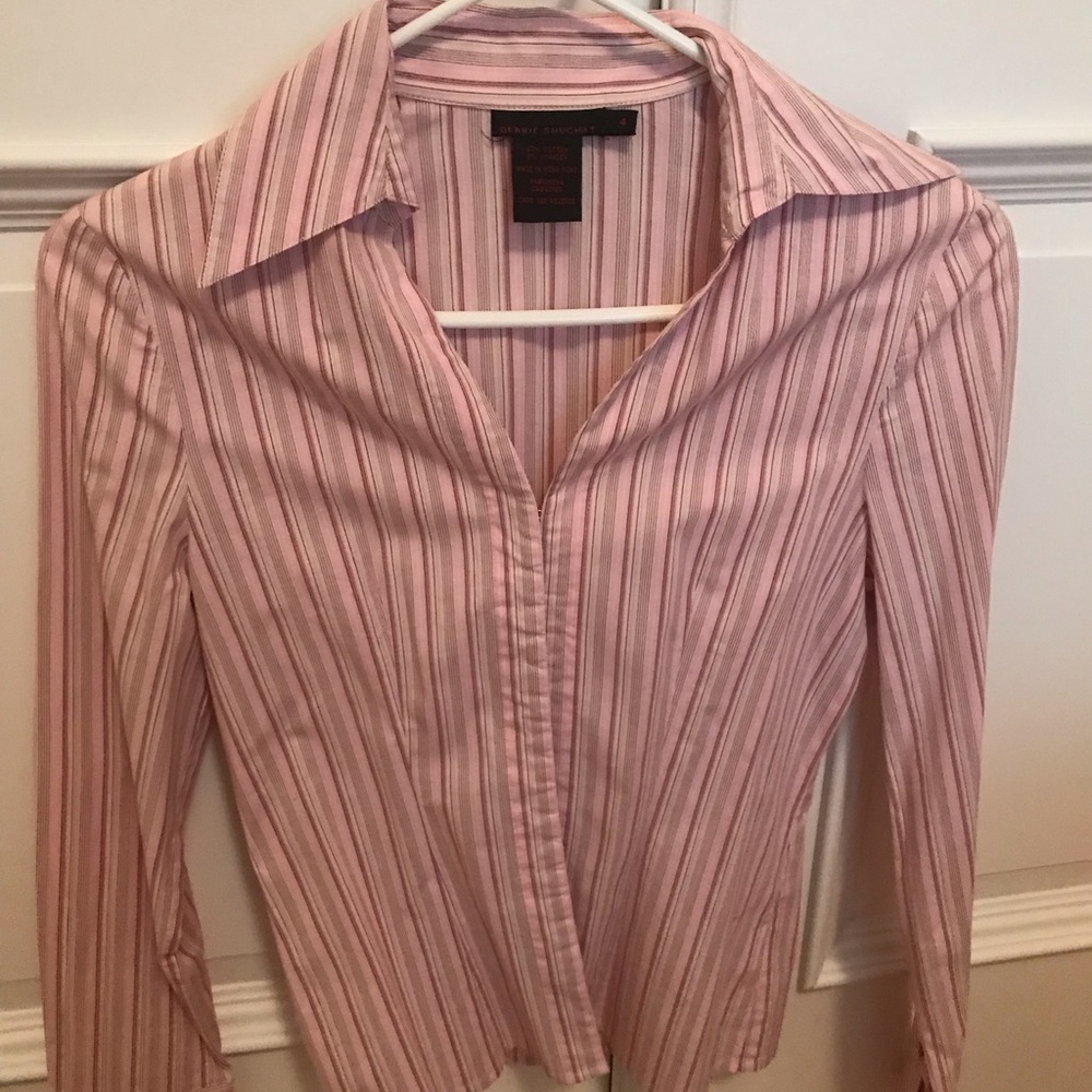Pink and brown collared shirt